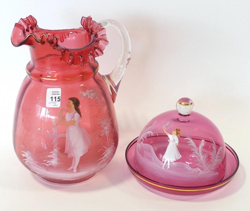 MARY GREGORY LEMONADE PITCHER AND BUTTER DISH