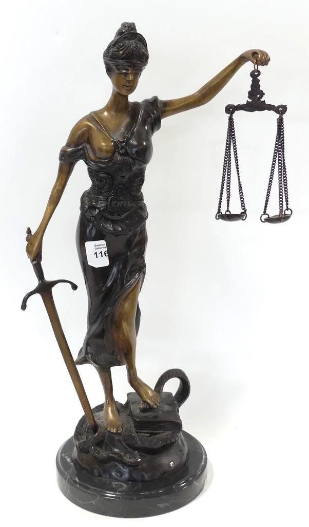 BRONZE SCALES OF JUSTICE SCULPTURE EXCEPTIONAL ANTIQUE FURNISHINGS   116 33 