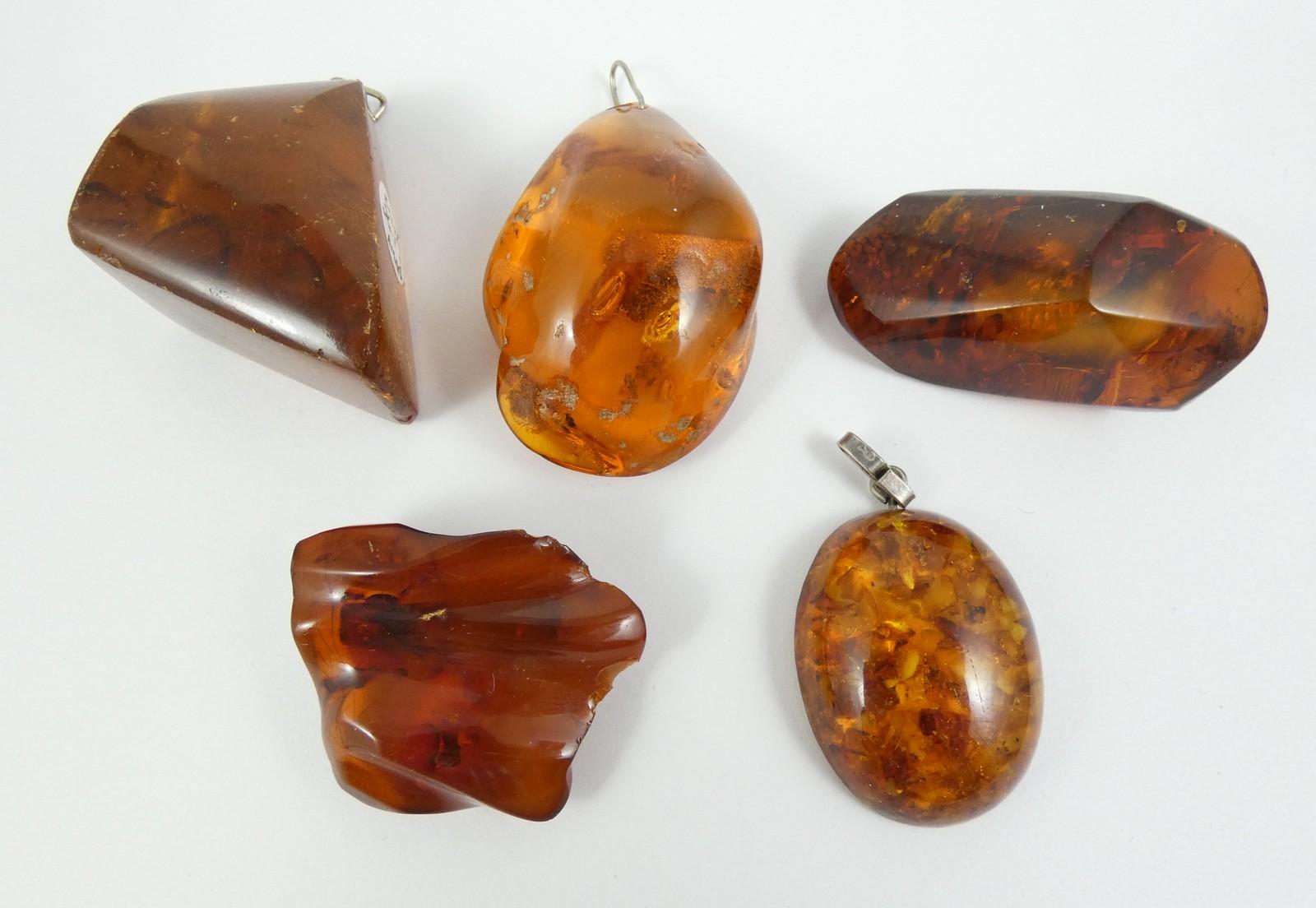 5 AMBER BROOCHES