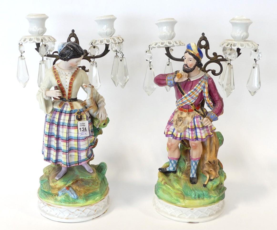 PAIR OF EARLY STAFFORDSHIRE CANDELABRA