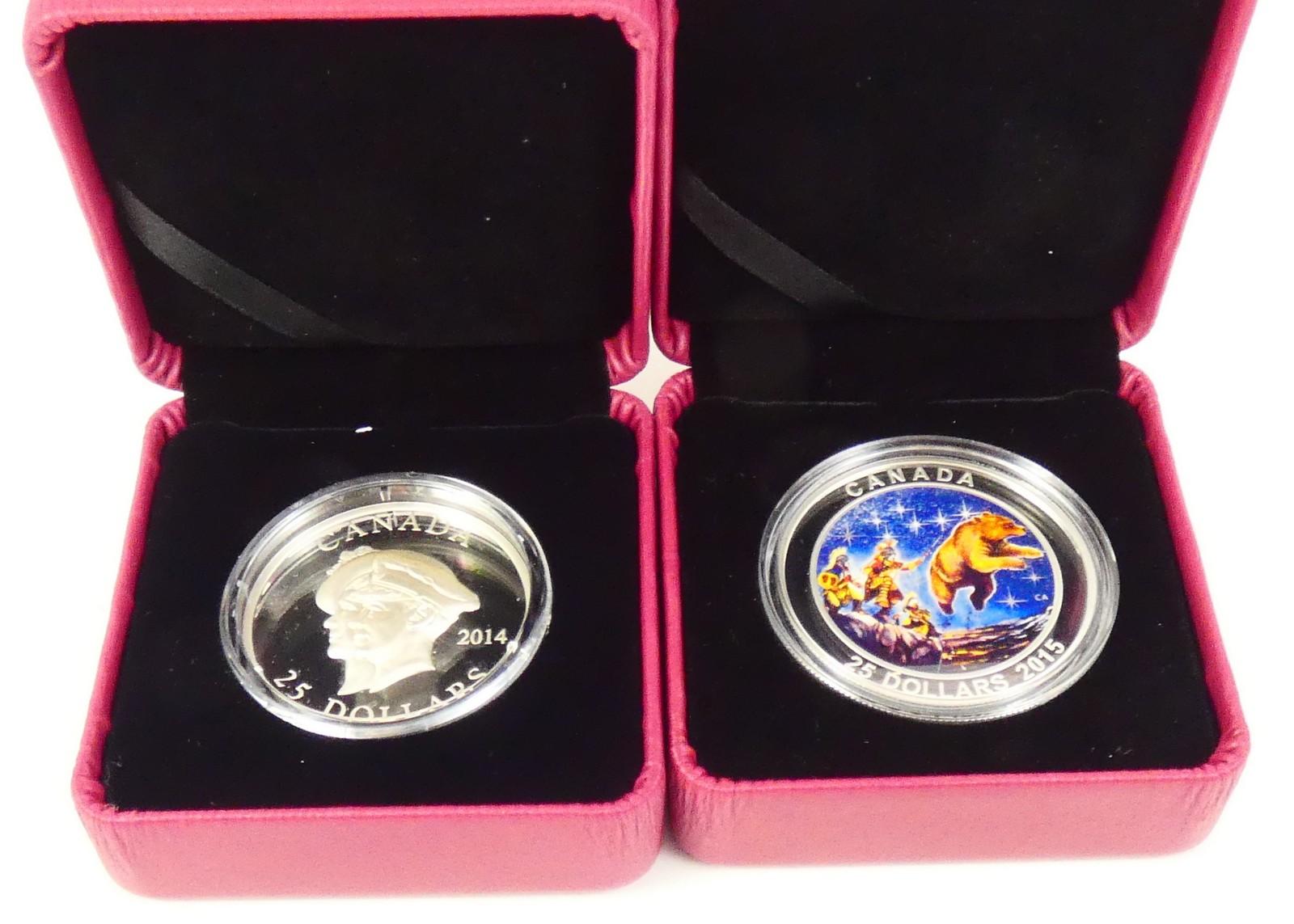 2 CANADIAN $25 FINE SILVER COINS - no tax