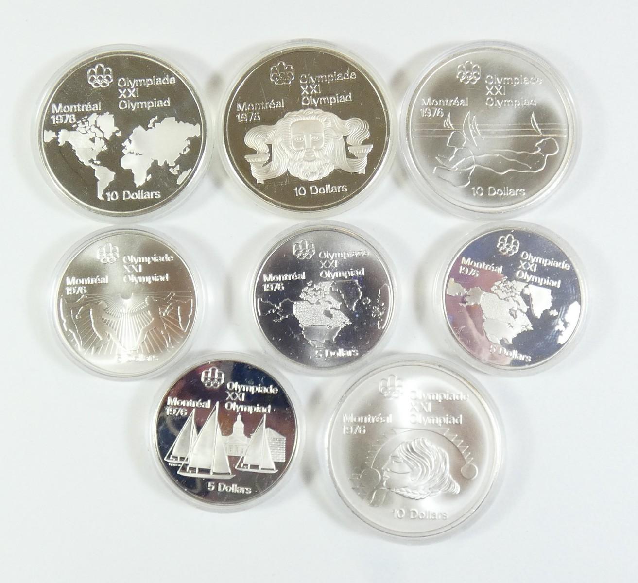 8 CANADIAN SILVER OLYMPIC COINS