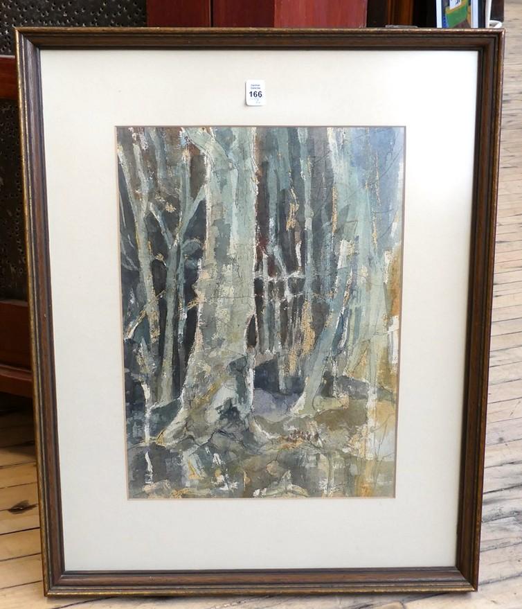 FRAMED WATERCOLOUR AND JAPANESE WOODBLOCK PRINT