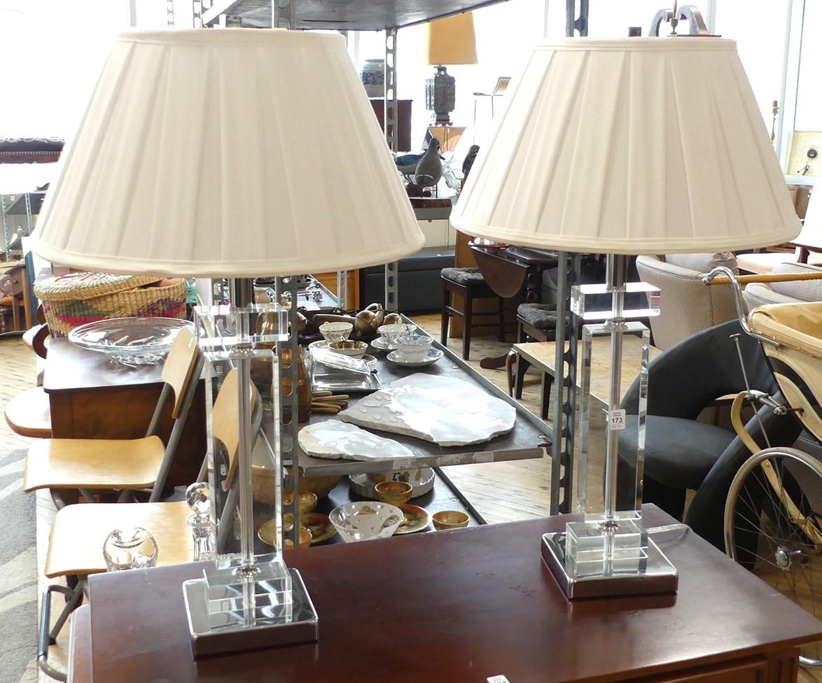 PAIR OF DESIGNER CRYSTAL TABLE LAMPS