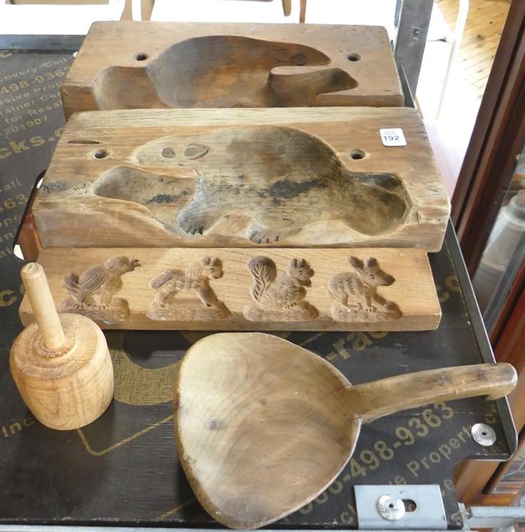 MAPLE SUGAR MOLDS, BUTTER MOLD AND PAT