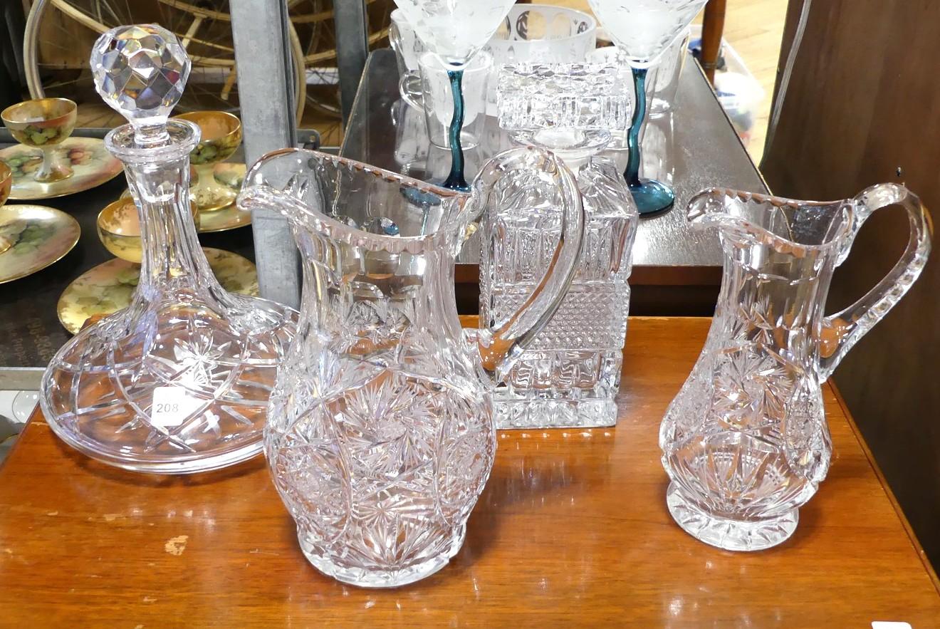 TWO DECANTERS AND TWO PITCHERS