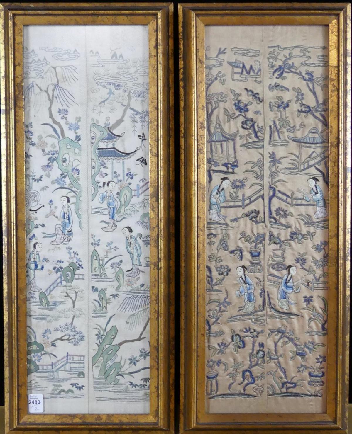 PAIR ASIAN EMBROIDERIES
