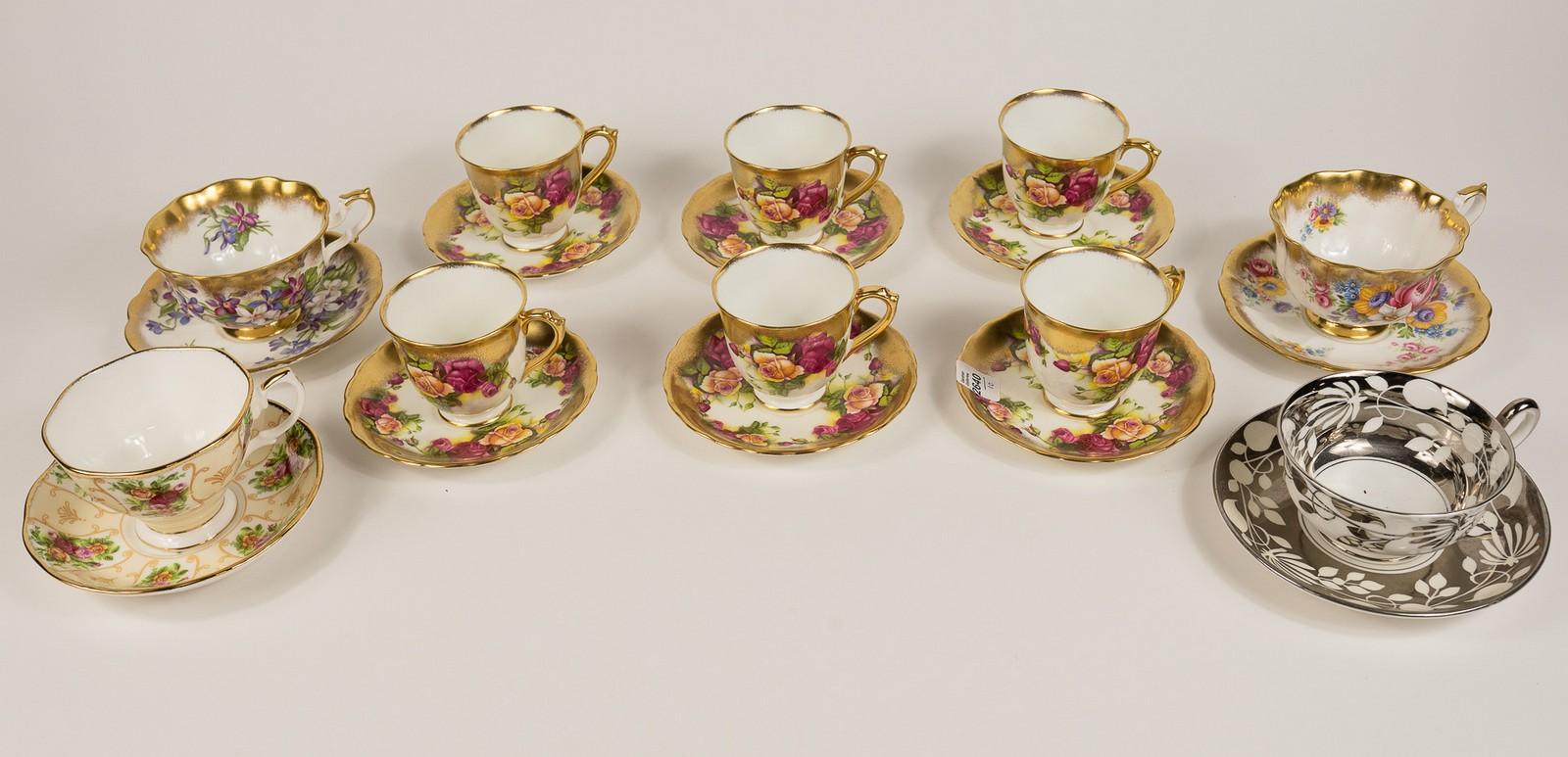 10 ENGLISH CUPS & SAUCERS