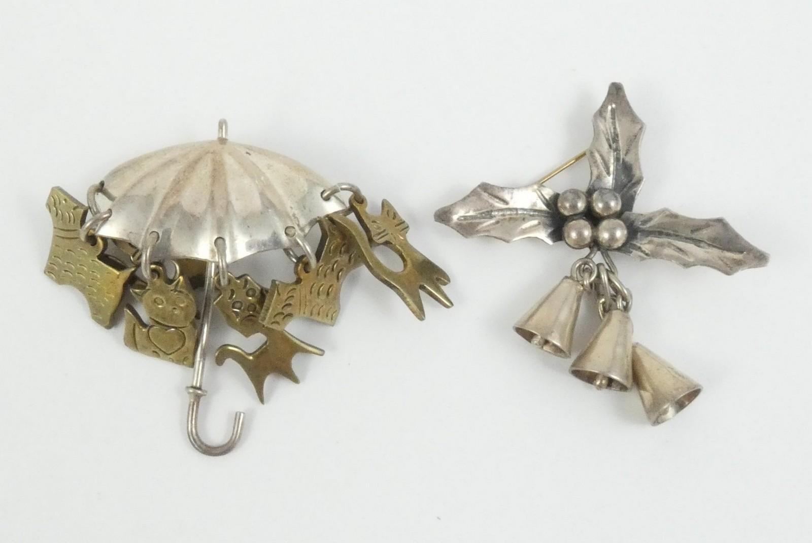 2 UNUSUAL MEXICAN STERLING BROOCHES