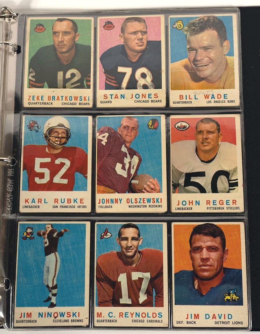 BINDER OF 1950's TOPPS FOOTBALL CARDS