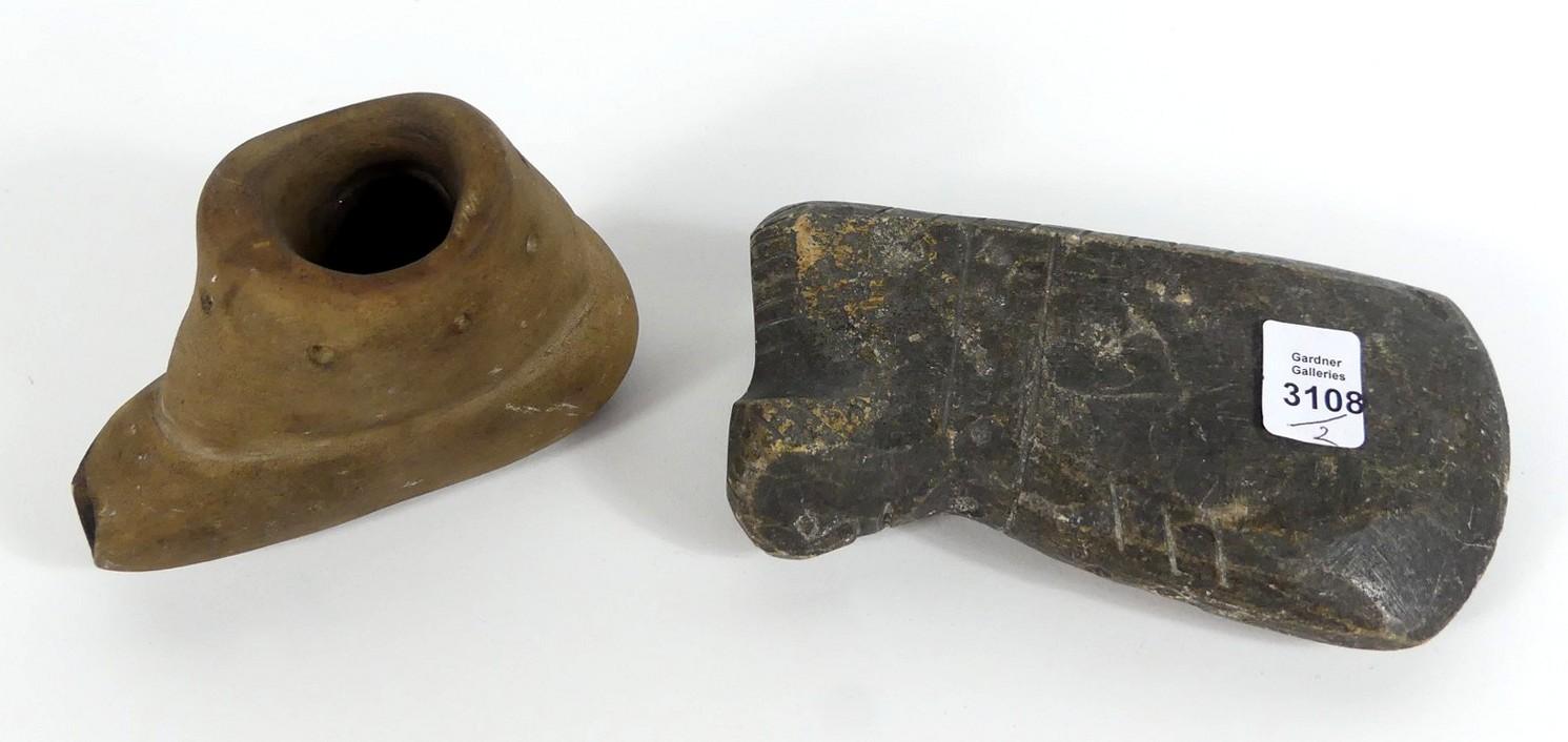 TWO MODERN STONE PIPES