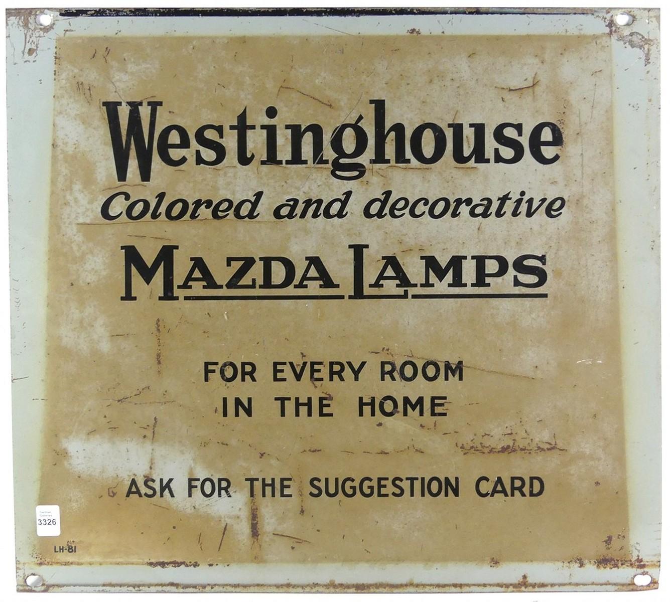 RARE WESTINGHOUSE MAZDA LAMPS SIGN