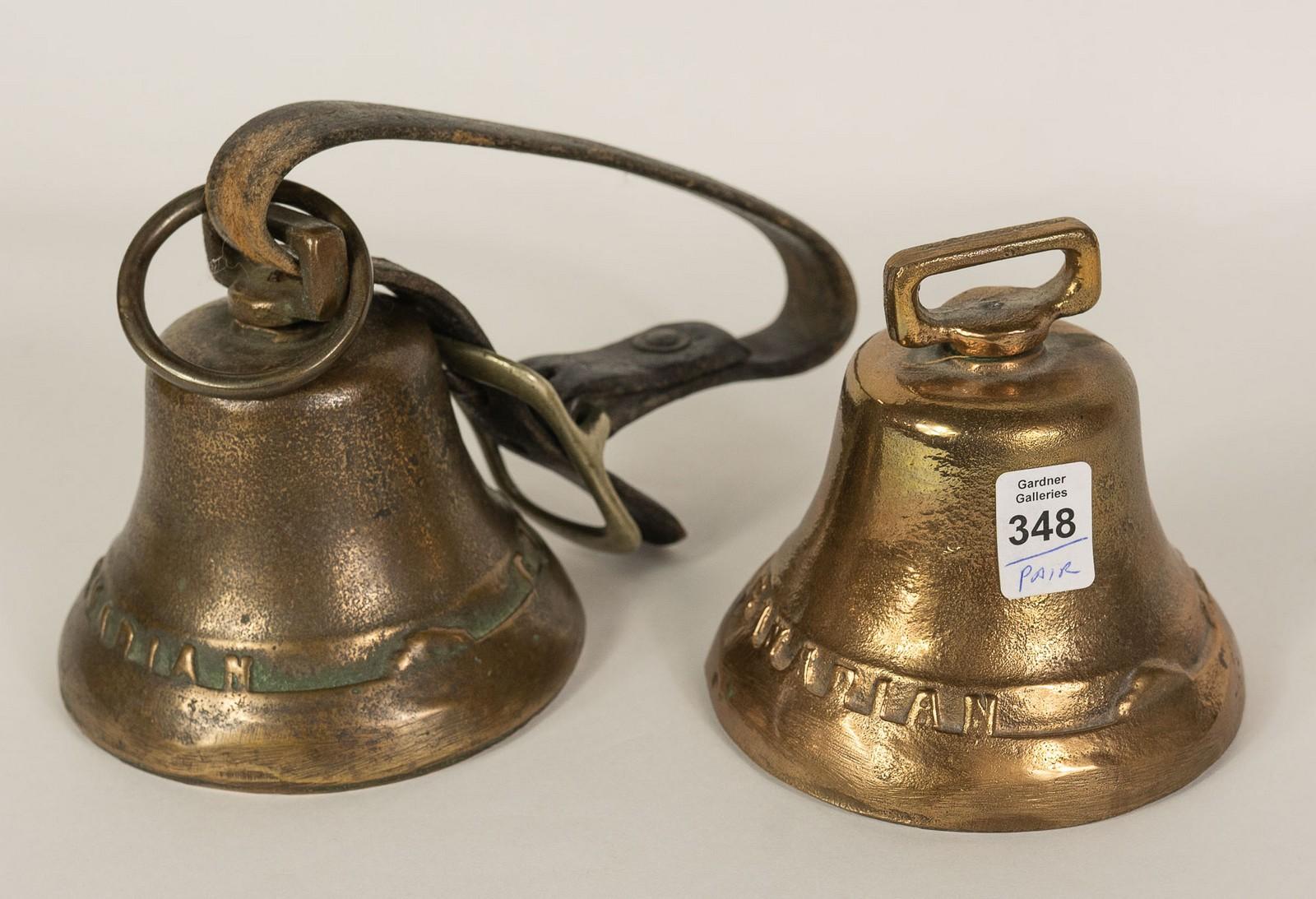 PAIR OF ANTIQUE CANADIAN BELLS SCOTT ESTATE SESSION I DECORATIVE   348 1 6 