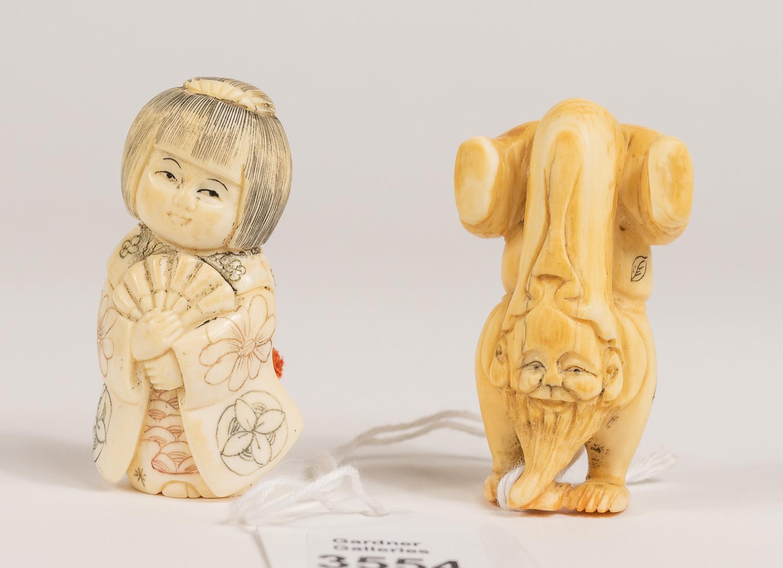 2 Japanese Ivory Netsukes Figurines Decorative Arts Online Auction Gardner Galleries