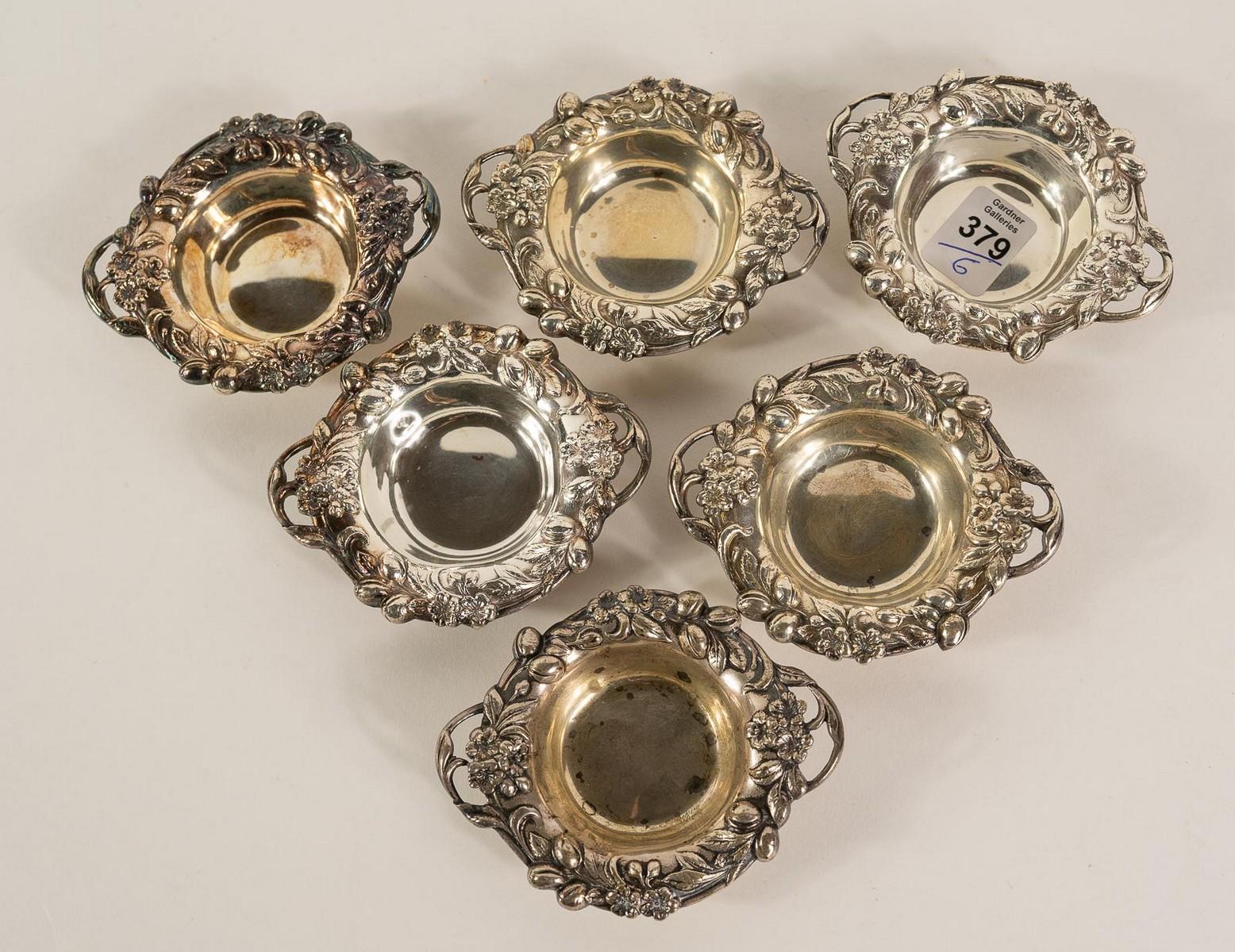 SIX STERLING MINT DISHES