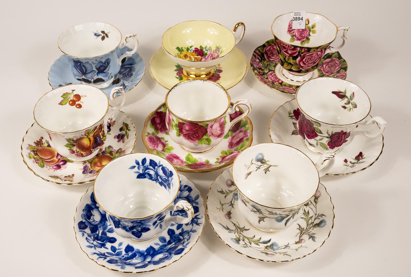 8 ENGLISH CUPS & SAUCERS