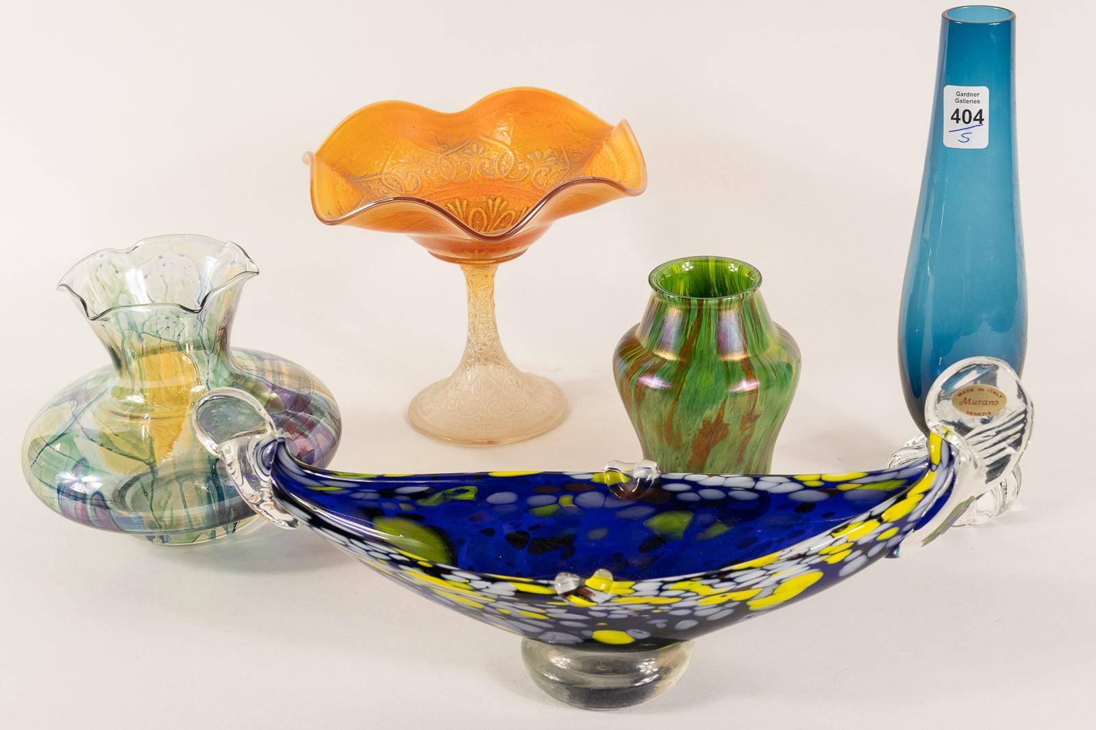 FIVE PIECES OF ART GLASS