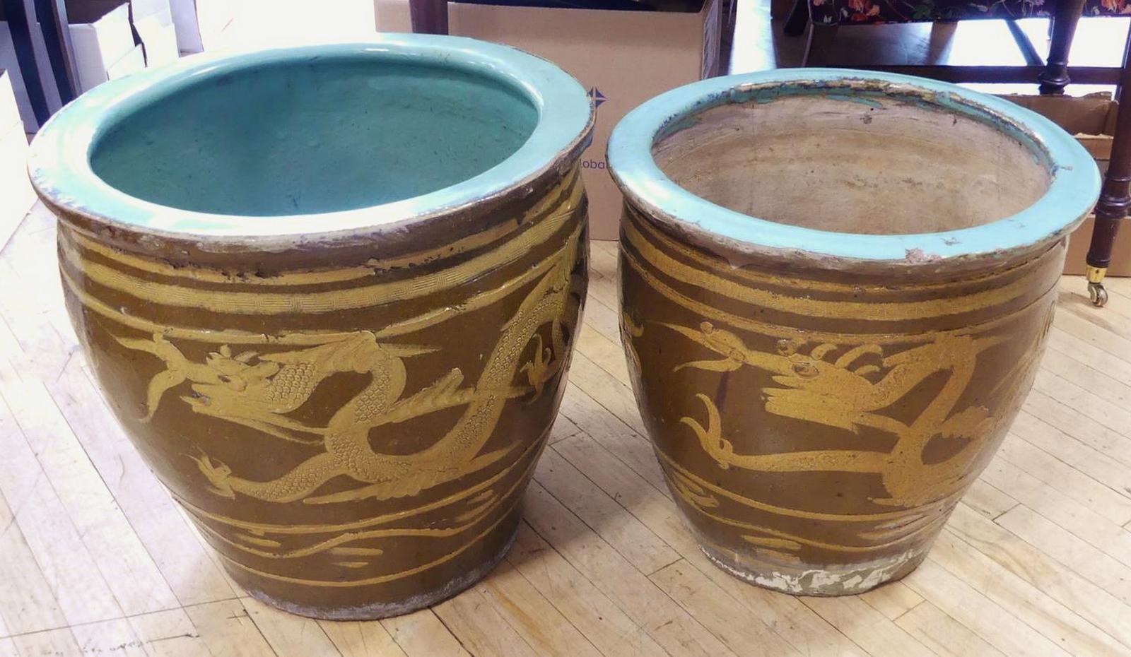 TWO CHINESE POTTERY PLANTERS