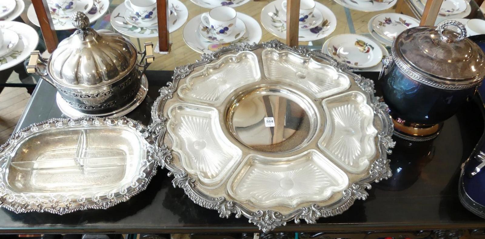 FOUR SILVERPLATE SERVING PIECES