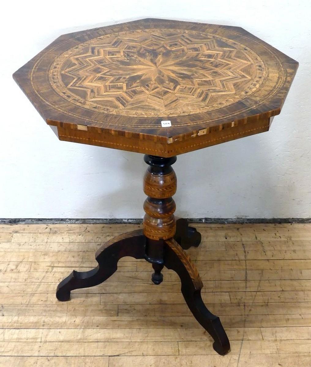 MARQUETRY INLAID LAMP TABLE