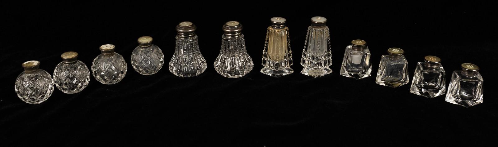 SIX PAIRS OF STERLING LIDDED SHAKERS