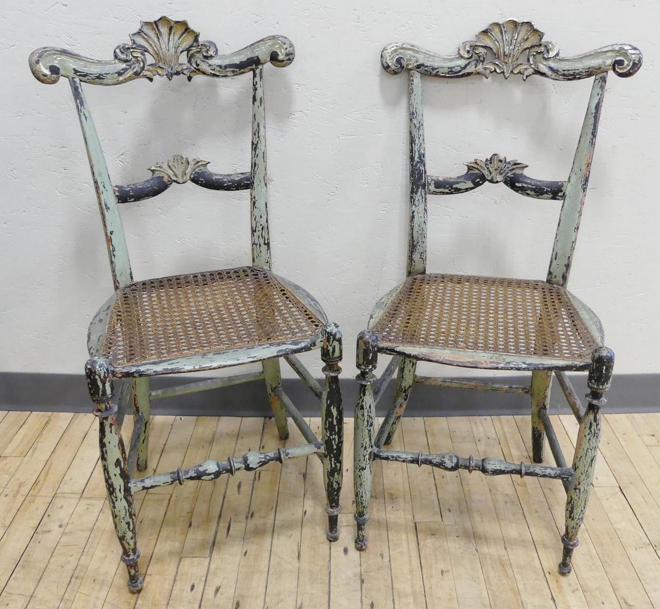 PAIR OF CANED SIDE CHAIRS