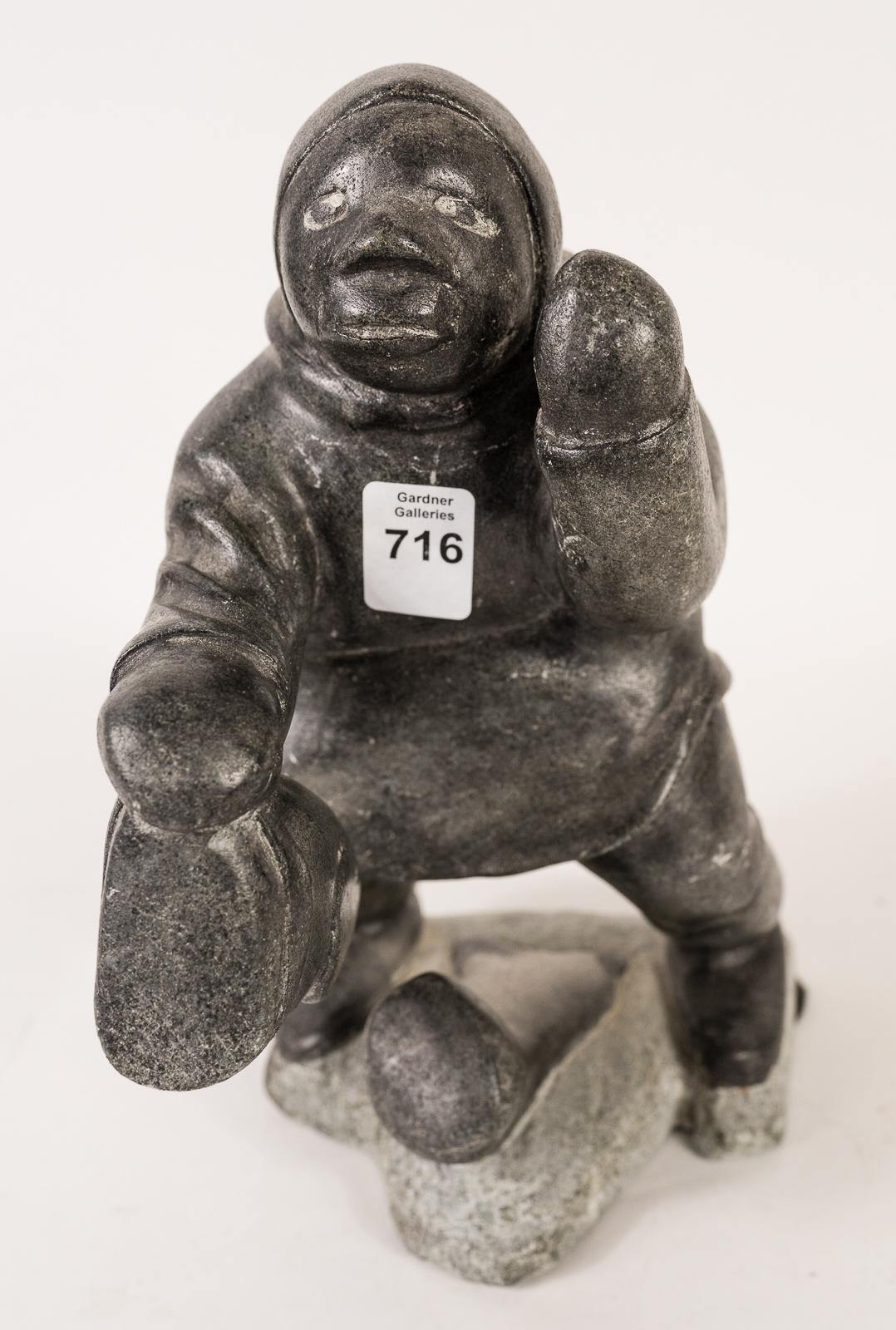 INUIT SOAPSTONE "SEAL HUNTER" CARVING