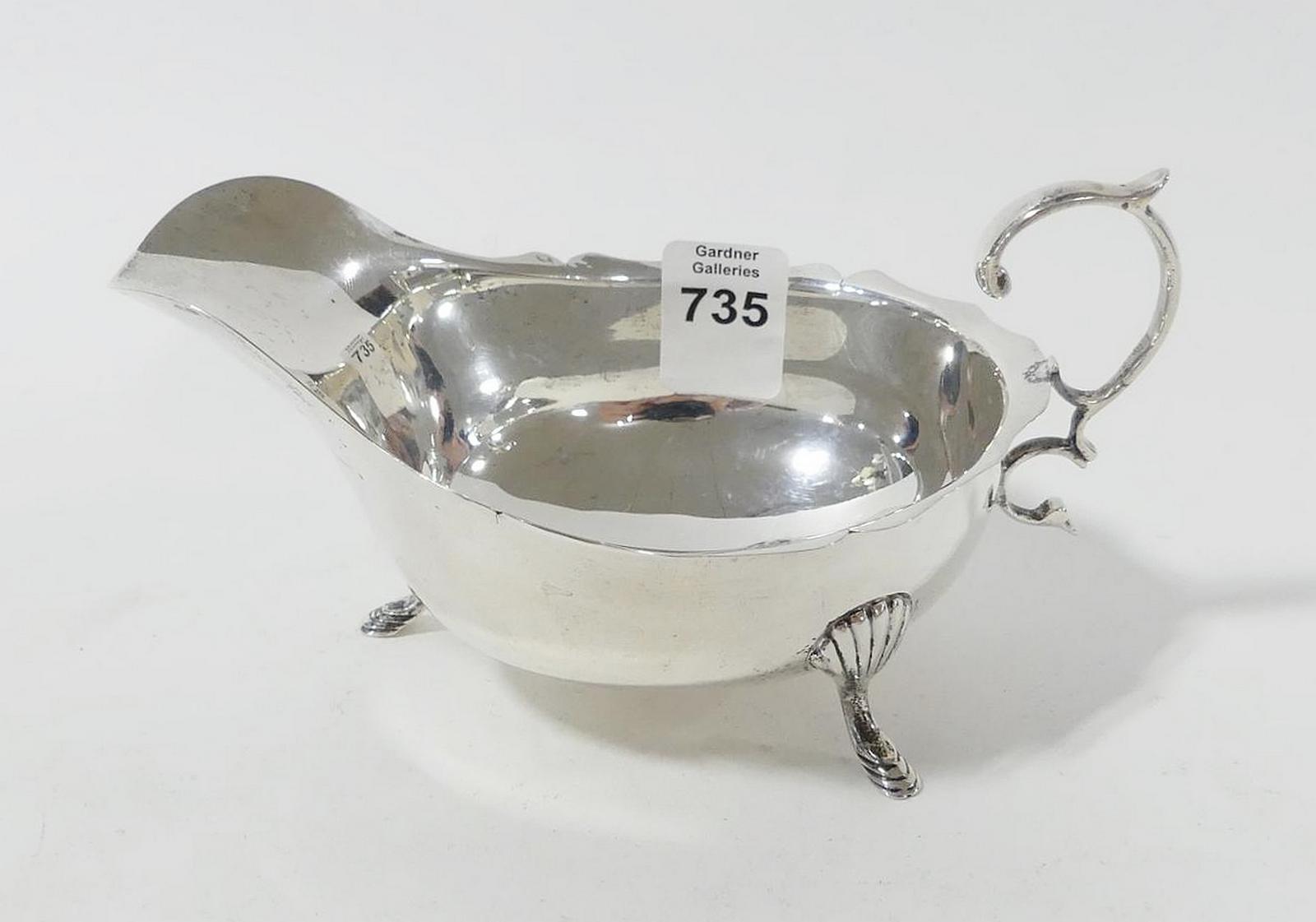 STERLING FOOTED GRAVY BOAT