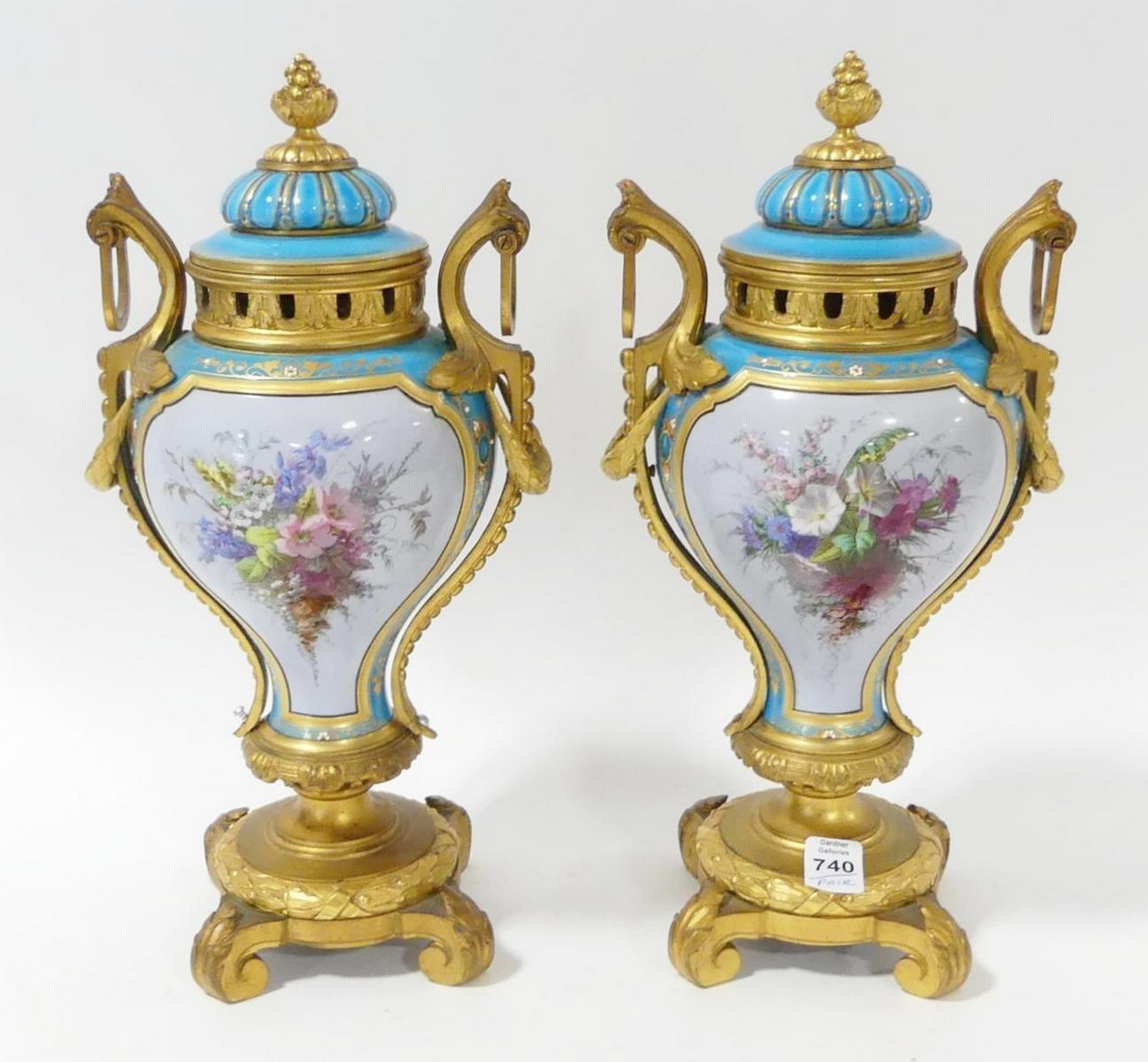 PAIR OF SEVRES URNS