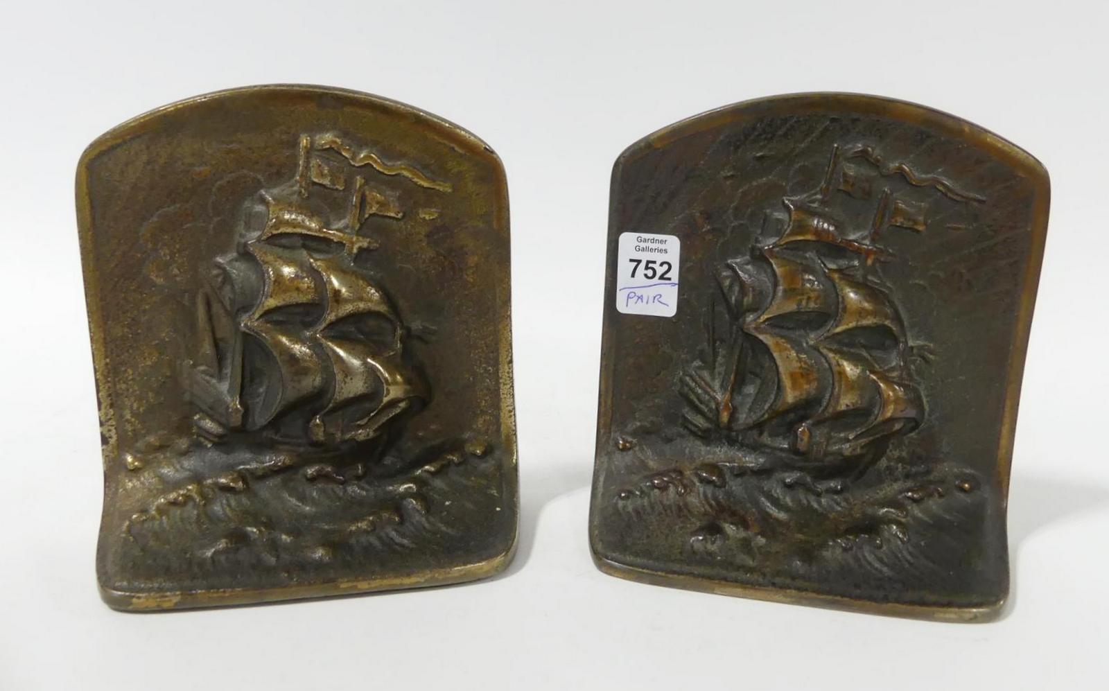 PAIR OF BRONZE BOOKENDS