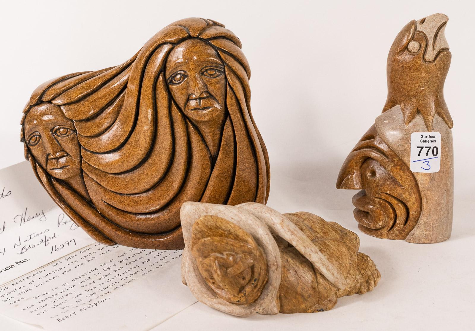 THREE FIRST NATIONS STONE CARVINGS