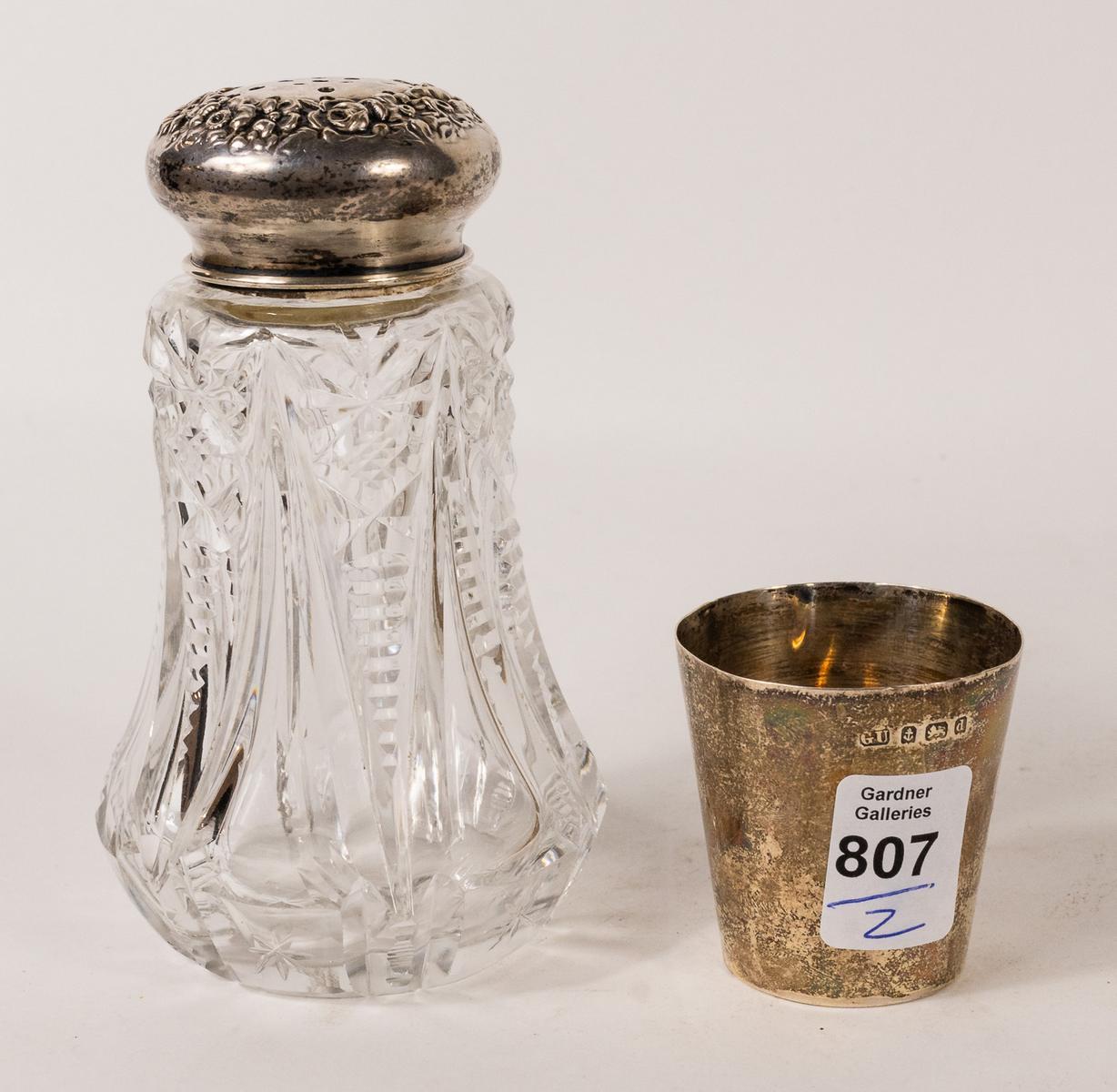 SUGAR CASTER AND SHOT GLASS