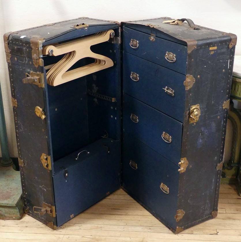 Sold at Auction: Antique Oshkosh Wardrobe Steamer Trunk