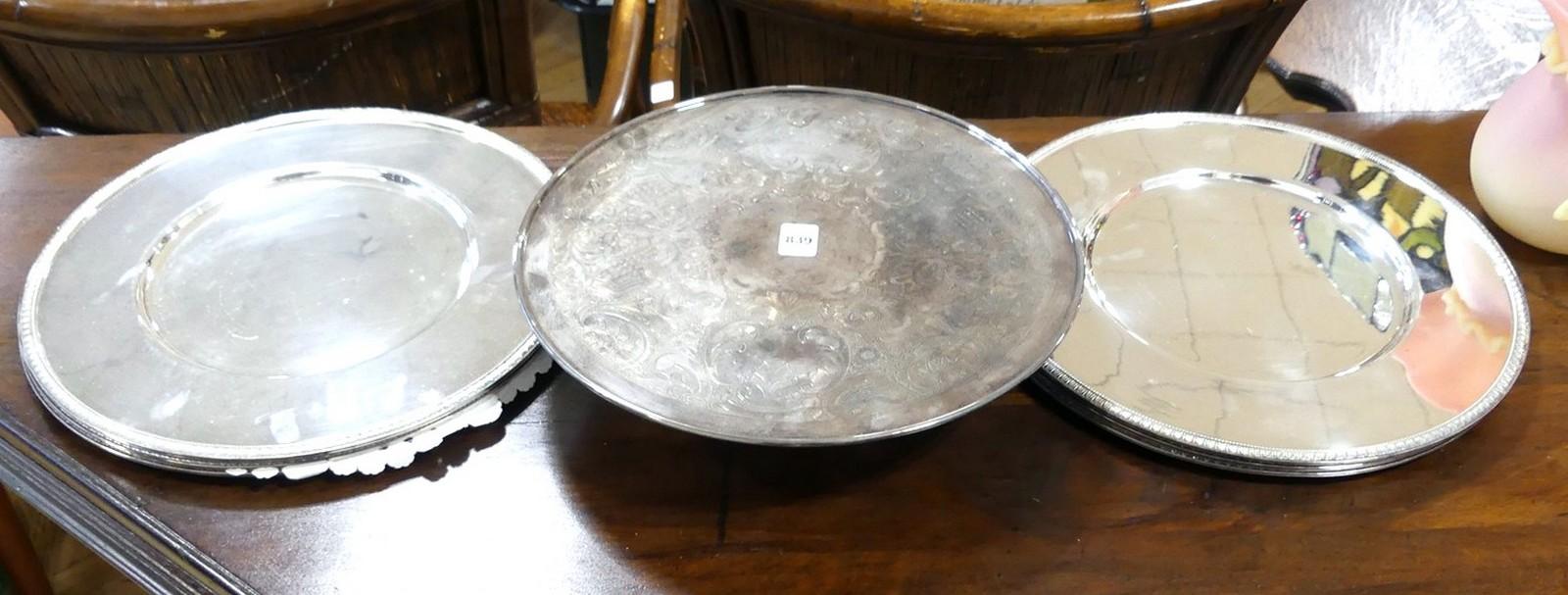 SILVERPLATE CAKE STAND AND PLATES