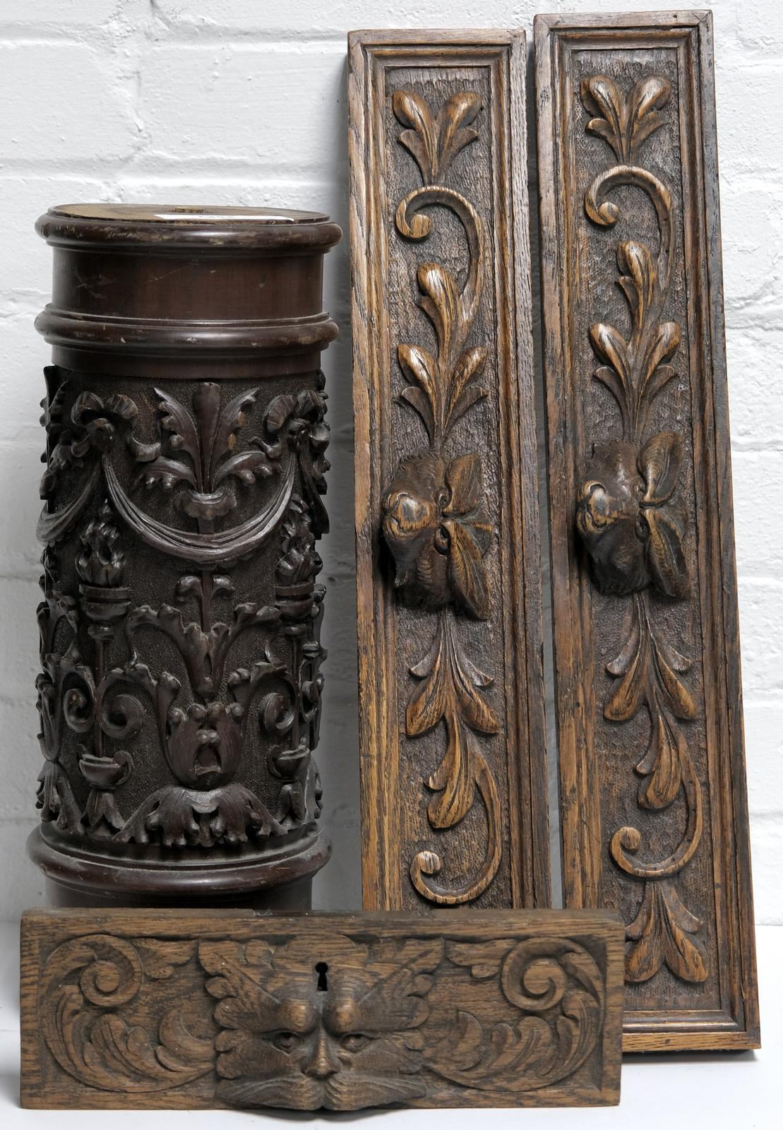 CARVED COLUMN AND THREE DRAWER FRONTS