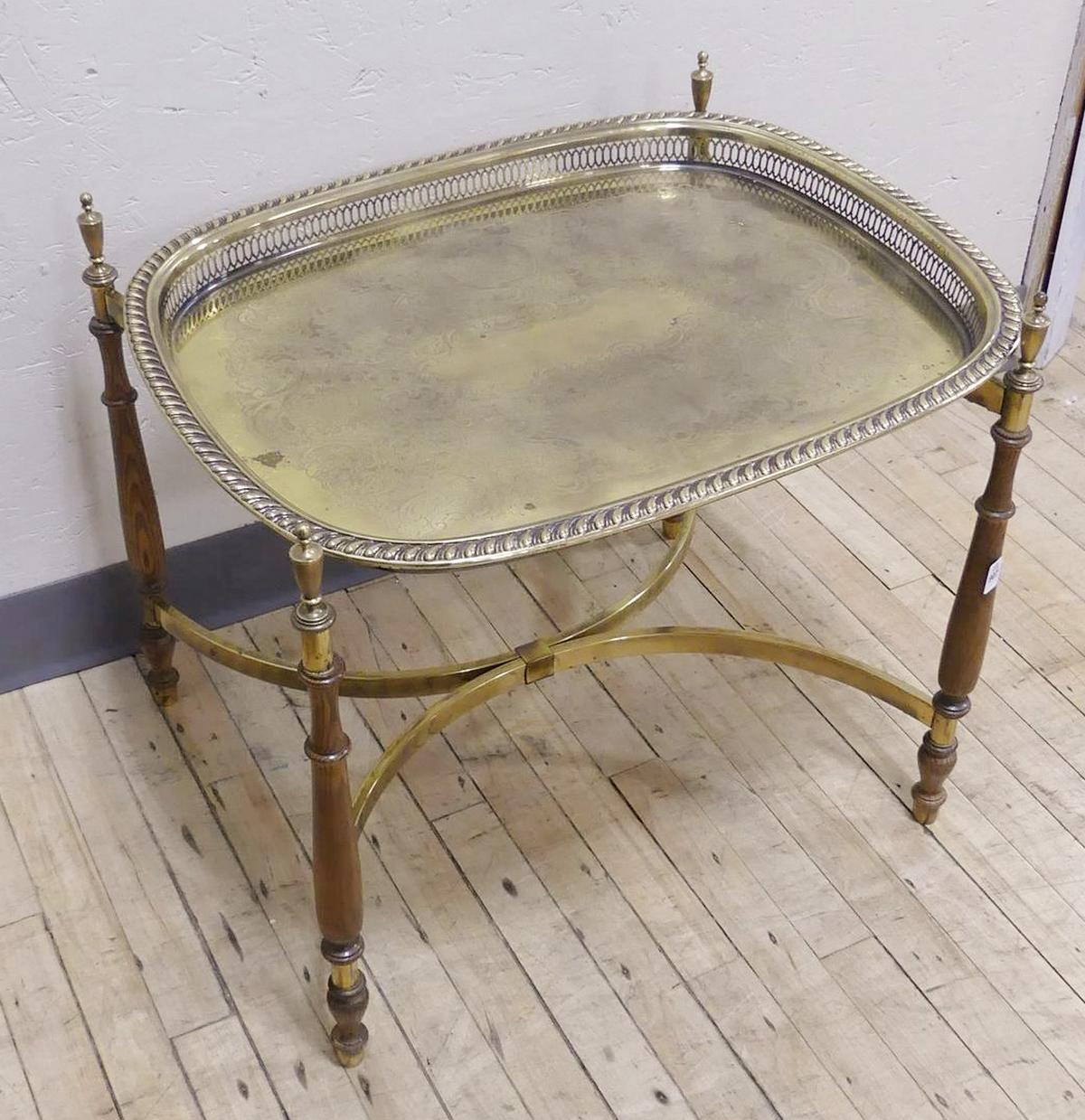 BRASS TRAY-TOP TABLE