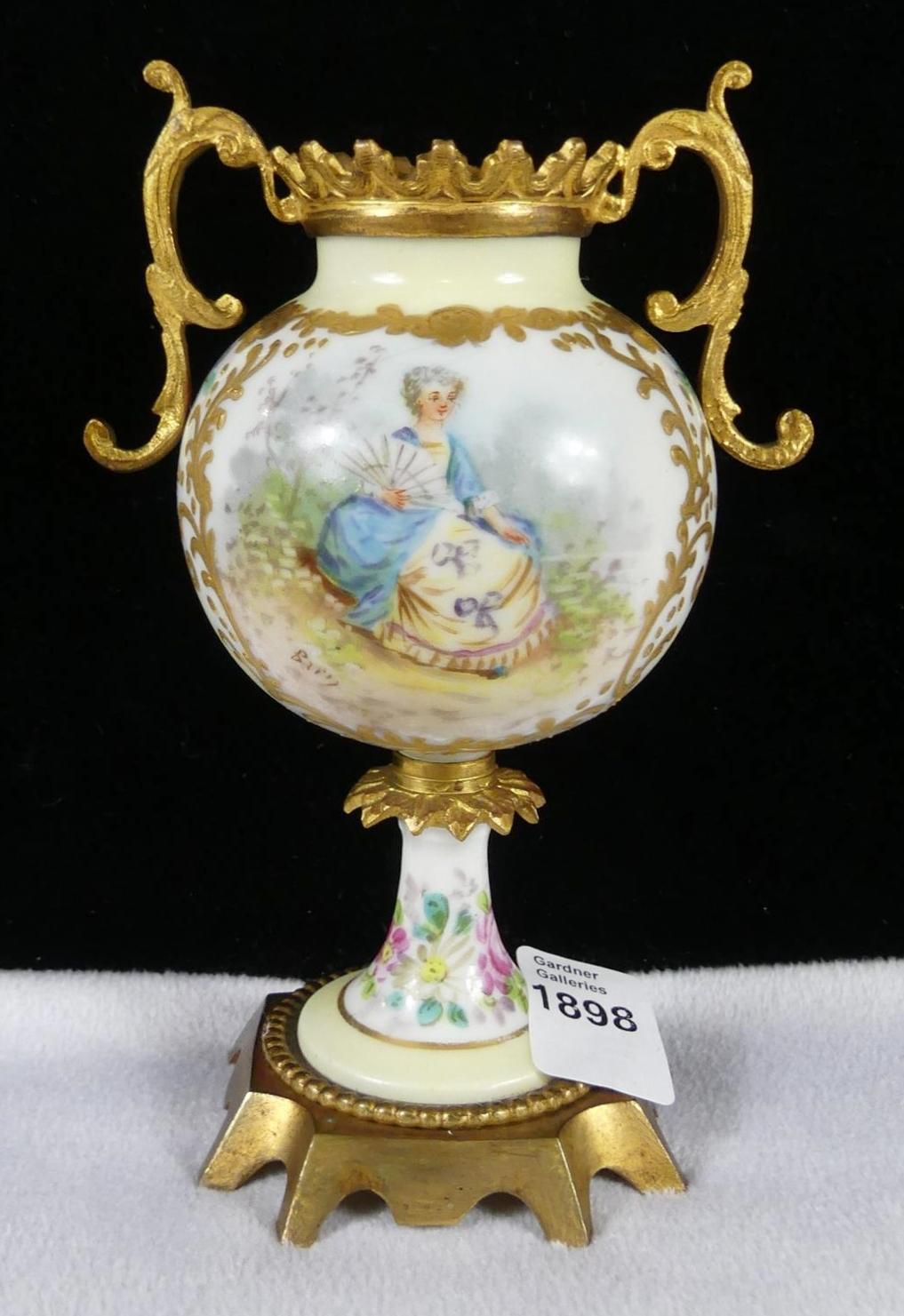 FRENCH HAND-PAINTED URN