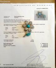 TURQUOISE AND DIAMOND BROOCH