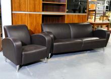 LEATHER SOFA AND CHAIR