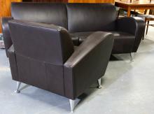 LEATHER SOFA AND CHAIR