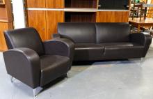 LEATHER SOFA AND CHAIR