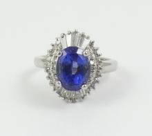 TANZANITE & DIAMOND PLATINUM RING