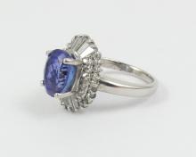 TANZANITE & DIAMOND PLATINUM RING