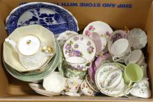 BOX LOT OF CUPS AND SAUCERS, ETC.