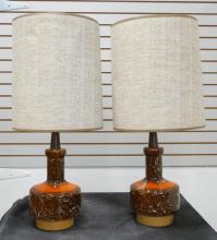 PAIR OF MCM POTTERY TABLE LAMPS