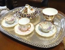 MUFFIN DISH, SUGAR BOWL, CUPS AND SAUCERS