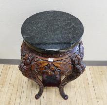 CARVED CHINESE MAHOGANY PLANT STAND