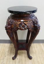 CARVED CHINESE MAHOGANY PLANT STAND