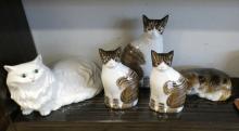 FIVE CERAMIC "CAT" FIGURINES