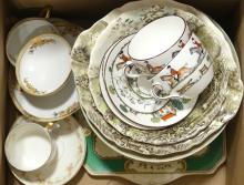 BOX LOT OF PLATES, BOWLS, CUPS AND SAUCERS